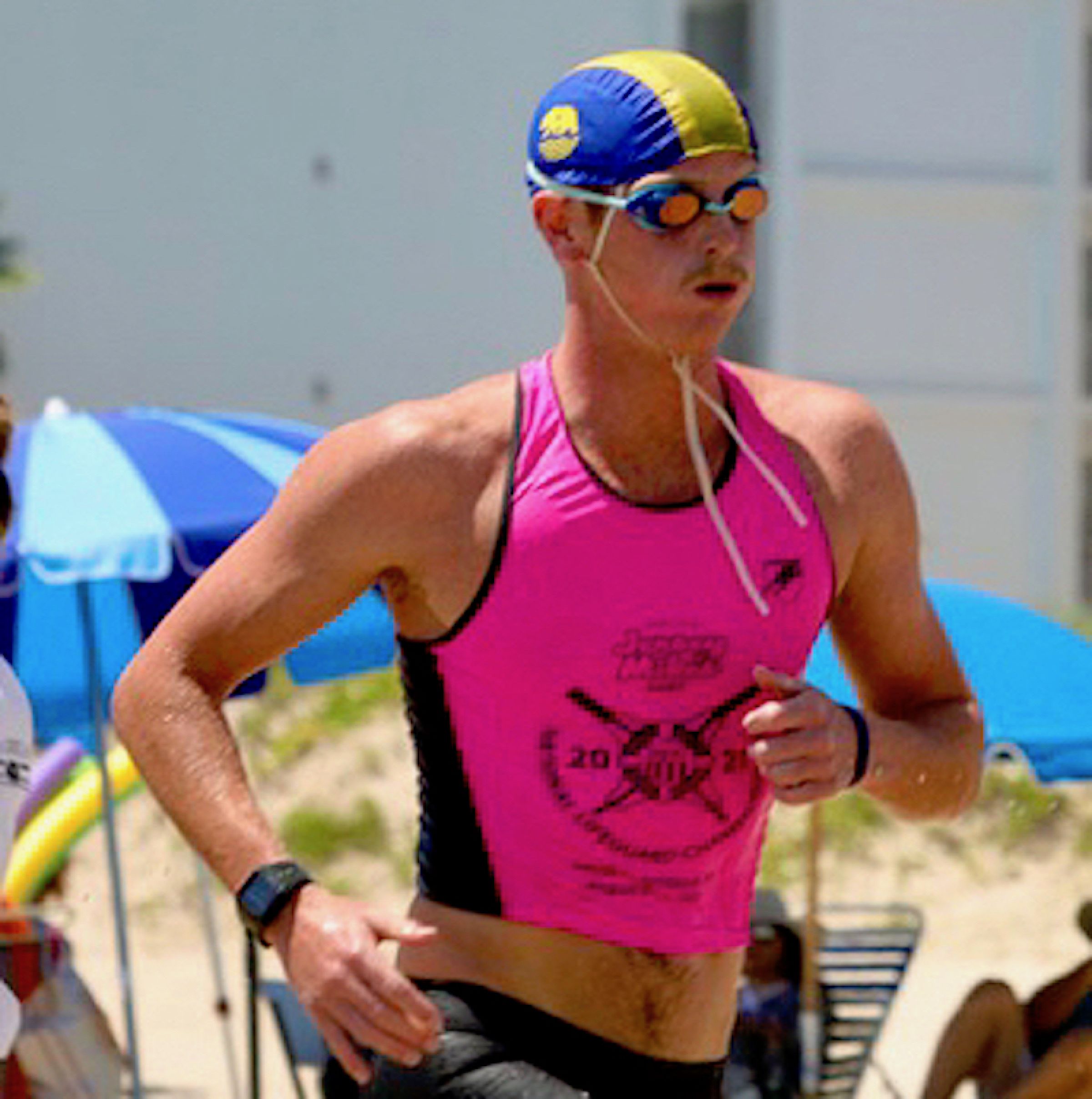 Santa Barbara’s Ben Brewer captured the individual overall championship at the U.S. Lifesaving Association National Lifeguard Championships at South Padre Island, Texas. (Joel Gitelson photo)